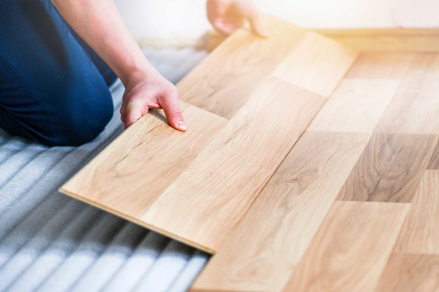 Man installing floor