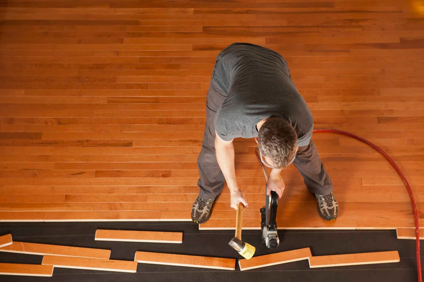 Man installing floor